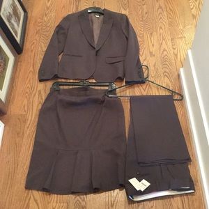J.Crew green gray pants suit with a skirt